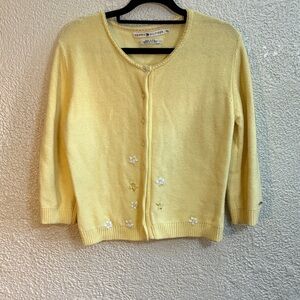 Tommy Hilfiger Light Yellow Cardigan with Floral Embroidery